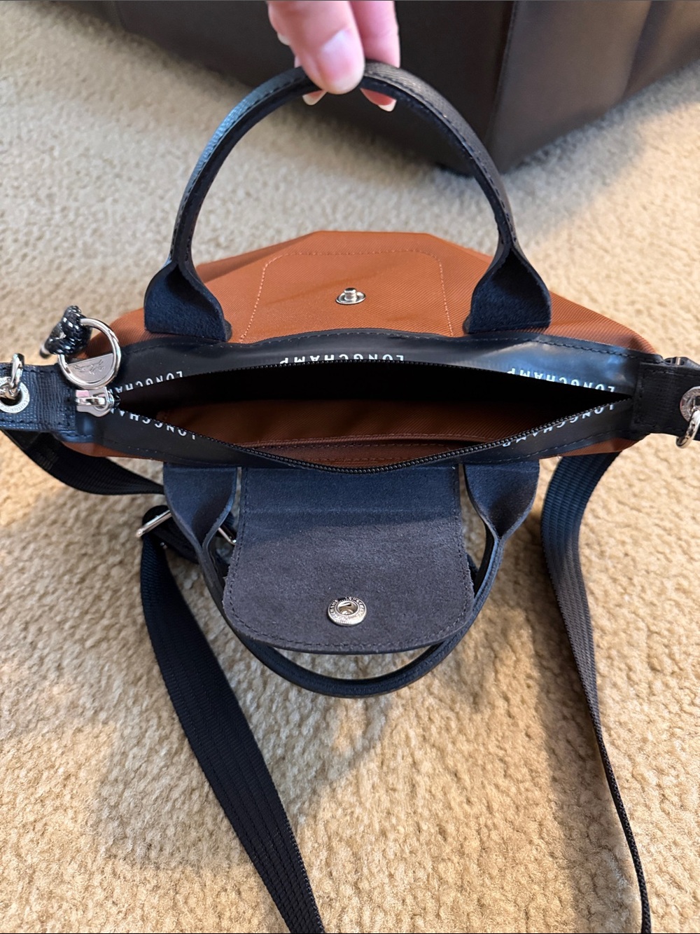 Longchamp LE Pliage Energy XS Handbag Crossbody Bag - Chocolate (Brown) - Picture 2 of 7